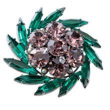 画像をギャラリービューアに読み込む, ブローチ ラインストーン グリーン パープル 153054