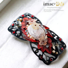 画像をギャラリービューアに読み込む, 上質な天然石アゲートと天然石クォーツ、ラインストーン、ボヘミアングラスをあしらい、高級感あふれるバレッタ