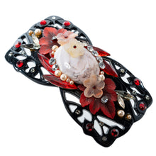 画像をギャラリービューアに読み込む, 上質な天然石アゲートと天然石クォーツ、ラインストーン、ボヘミアングラスをあしらい、高級感あふれるバレッタ