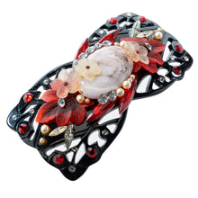 画像をギャラリービューアに読み込む, 上質な天然石アゲートと天然石クォーツ、ラインストーン、ボヘミアングラスをあしらい、高級感あふれるバレッタ