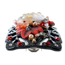 画像をギャラリービューアに読み込む, 上質な天然石アゲートと天然石クォーツ、ラインストーン、ボヘミアングラスをあしらい、高級感あふれるバレッタ