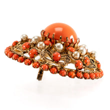 画像をギャラリービューアに読み込む, ボヘミアングラスを贅沢にあしらった、立体的なデザインのブローチ