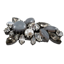 画像をギャラリービューアに読み込む, ブローチ ラインストーン ボヘミアングラス パール グレー クリアカラー ホワイト 153071