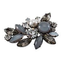 画像をギャラリービューアに読み込む, ブローチ ラインストーン ボヘミアングラス パール グレー クリアカラー ホワイト 153071