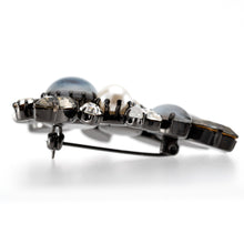 画像をギャラリービューアに読み込む, ブローチ ラインストーン ボヘミアングラス パール グレー クリアカラー ホワイト 153071