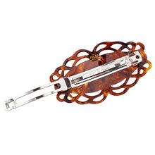 画像をギャラリービューアに読み込む, バレッタ ボヘミアングラス 七宝 パール ブラウン フラワー 留金8cm 153073