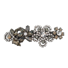 Load image into Gallery viewer, バレッタ ラインストーン グレー ホワイト クリアカラー フラワー 留金6cm 153074