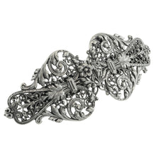 画像をギャラリービューアに読み込む, バレッタ レースメタル フラワー シルバー 留金8cm ba125771
