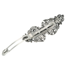 画像をギャラリービューアに読み込む, バレッタ レースメタル フラワー シルバー 留金8cm ba125771