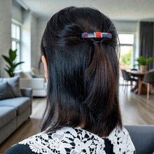 Load image into Gallery viewer, バレッタ ボヘミアングラス ジオメトリック レッド ブルー ブラック クリアカラー 留金7cm ba126043