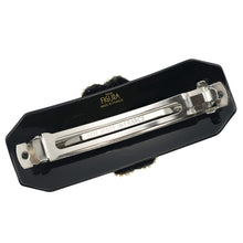 画像をギャラリービューアに読み込む, バレッタ ボヘミアングラス ラインストーン ブラック フラワー 留金9cm ba143273