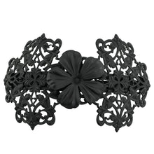 Load image into Gallery viewer, バレッタ レースメタル ブラック フラワー 留金9cm ba153074