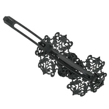 Load image into Gallery viewer, バレッタ レースメタル ブラック フラワー 留金9cm ba153074