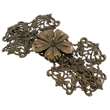 画像をギャラリービューアに読み込む, バレッタ レースメタル ブロンズ フラワー フラット 留金9cm ba153079