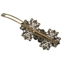 画像をギャラリービューアに読み込む, バレッタ レースメタル ブロンズ フラワー フラット 留金9cm ba153079