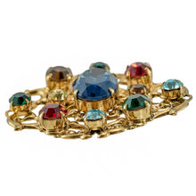 画像をギャラリービューアに読み込む, ブローチ ラインストーン ブルー ゴールド レッド グリーン br099233