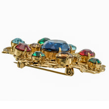 画像をギャラリービューアに読み込む, ブローチ ラインストーン ブルー ゴールド レッド グリーン br099233