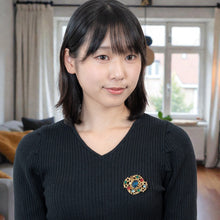 画像をギャラリービューアに読み込む, ブローチ ラインストーン ブルー ゴールド レッド グリーン br099233