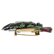 画像をギャラリービューアに読み込む, ブローチ ラインストーン 天然石 ターコイズ ガーネット 樹脂 グリーン ブルー イエロー ブラウン ブラック レッド ハンギング br120697