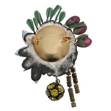 画像をギャラリービューアに読み込む, ブローチ ラインストーン 天然石 ターコイズ ガーネット 樹脂 グリーン ブルー イエロー ブラウン ブラック レッド ハンギング br120697