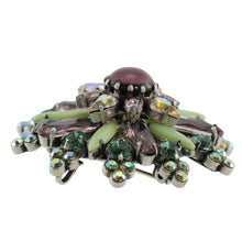 Load image into Gallery viewer, ブローチ ボヘミアングラス ラインストーン パープル グリーン 2WAY ペンダント br127993