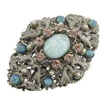 画像をギャラリービューアに読み込む, ブローチ ボヘミアングラス ラインストーン ブルー ピンク br129434