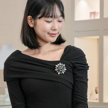 画像をギャラリービューアに読み込む, ブローチ ラインストーン ブルー パープル グレー br153077