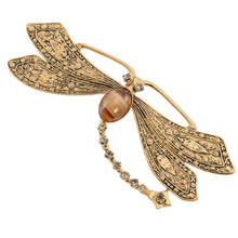 画像をギャラリービューアに読み込む, ブローチ ボヘミアングラス ラインストーン ブラウン グレー ゴールド とんぼ br153078