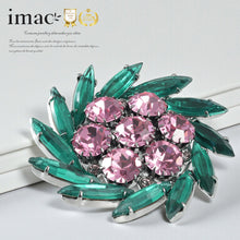 画像をギャラリービューアに読み込む, ブローチ ラインストーン ピンク グリーン br153080