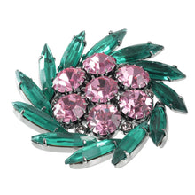画像をギャラリービューアに読み込む, ブローチ ラインストーン ピンク グリーン br153080