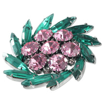 画像をギャラリービューアに読み込む, ブローチ ラインストーン ピンク グリーン br153080