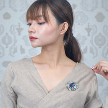 画像をギャラリービューアに読み込む, ブローチ ラインストーン パープル ピンク ゴールド グリーン ホワイト クリアカラー ジオメトリック br153083