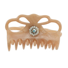 画像をギャラリービューアに読み込む, ヘアクリップ ボヘミアングラス ラインストーン ホワイト ベージュ cl149723