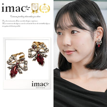 画像をギャラリービューアに読み込む, イヤリング ラインストーン パール レッド ホワイト ゴールド リボン er060424