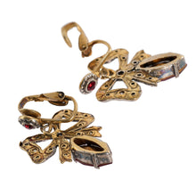 画像をギャラリービューアに読み込む, イヤリング ラインストーン パール レッド ホワイト ゴールド リボン er060424