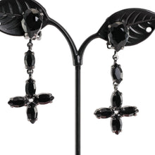 画像をギャラリービューアに読み込む, イヤリング ラインストーンブラック ハンギング フラワー er098548