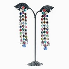 画像をギャラリービューアに読み込む, イヤリング ラインストーン レッド グリーン ブルー ブラウン ピンク ロング er123618