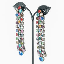 画像をギャラリービューアに読み込む, イヤリング ラインストーン レッド グリーン ブルー ブラウン ピンク ロング er123618