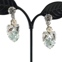 画像をギャラリービューアに読み込む, イヤリング ボヘミアングラス ラインストーン パール クリアカラー ブルー フラワー ハンギング er144391