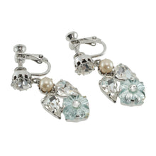 画像をギャラリービューアに読み込む, イヤリング ボヘミアングラス ラインストーン パール クリアカラー ブルー フラワー ハンギング er144391