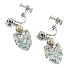 画像をギャラリービューアに読み込む, イヤリング ボヘミアングラス ラインストーン パール クリアカラー ブルー フラワー ハンギング er144391