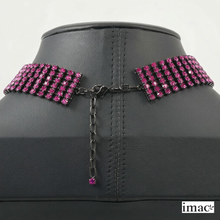 画像をギャラリービューアに読み込む, ネックレス チョーカー ラインストーン フューシャ ピンク 33cm nl086421