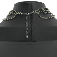 画像をギャラリービューアに読み込む, ネックレス ラインストーン ボヘミアングラス グリーン ピンク フラワー ハンギング 31cm nl122448