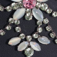 画像をギャラリービューアに読み込む, ネックレス ラインストーン ボヘミアングラス グリーン ピンク フラワー ハンギング 31cm nl122448