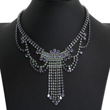 画像をギャラリービューアに読み込む, ネックレス ラインストーン パープル グリーン ハンギング ショート 39.5cm nl126307