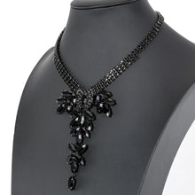 画像をギャラリービューアに読み込む, ネックレス ラインストーン ブラック ハンギング ボタニカル 37cm nl130590