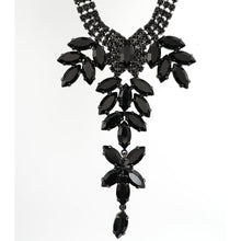 画像をギャラリービューアに読み込む, ネックレス ラインストーン ブラック ハンギング ボタニカル 37cm nl130590