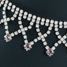 画像をギャラリービューアに読み込む, ネックレス ラインストーン ピンク レース 34cm nl133954