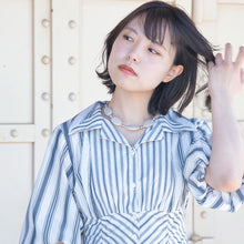 画像をギャラリービューアに読み込む, ネックレス コーラルフォッシル マーブル 淡水パール ショート 150875