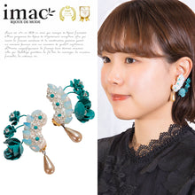 画像をギャラリービューアに読み込む, イヤリング ボヘミアングラス パール ラインストーン ローズ ブルー ホワイト 059284